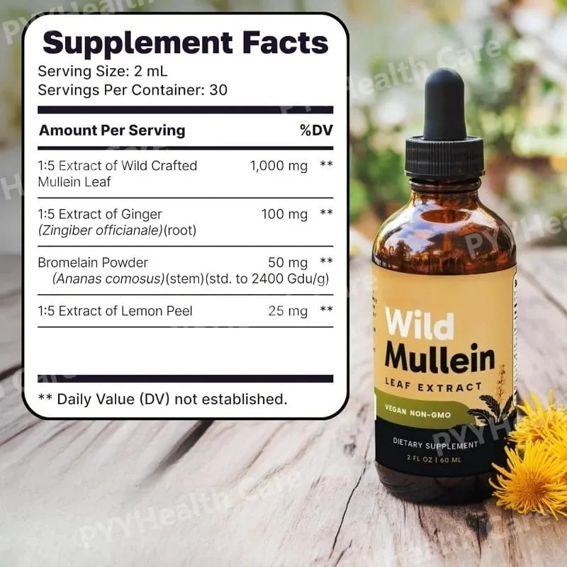 Titisan Mullein dengan Halia & Lemon untuk Membersihkan Paru-paru dan Detoks Ekstrak Daun Mullein untuk Detoks Kesihatan Paru-paru Pernafasan untuk Perokok — image 6