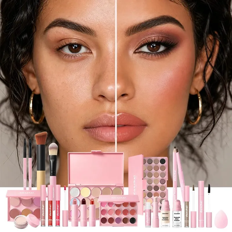 12Pcs Full Face Makeup Set Base Concealer Foundation Stick Blush Palette Eyebrow Pencil Lip Plumper Lipstick Skin Color Stick — image 4