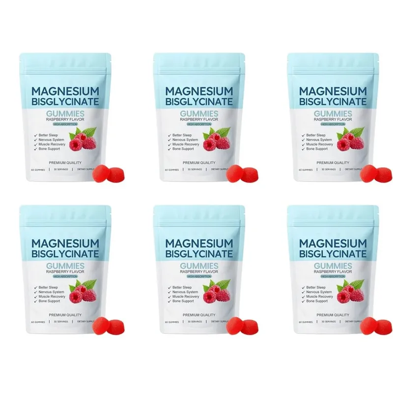 Magnesium Bisglycinate Gummies Support Daily Sleep Quality Help Maintain Nervous System Health Assist Muscle Recovery 60 Gummies