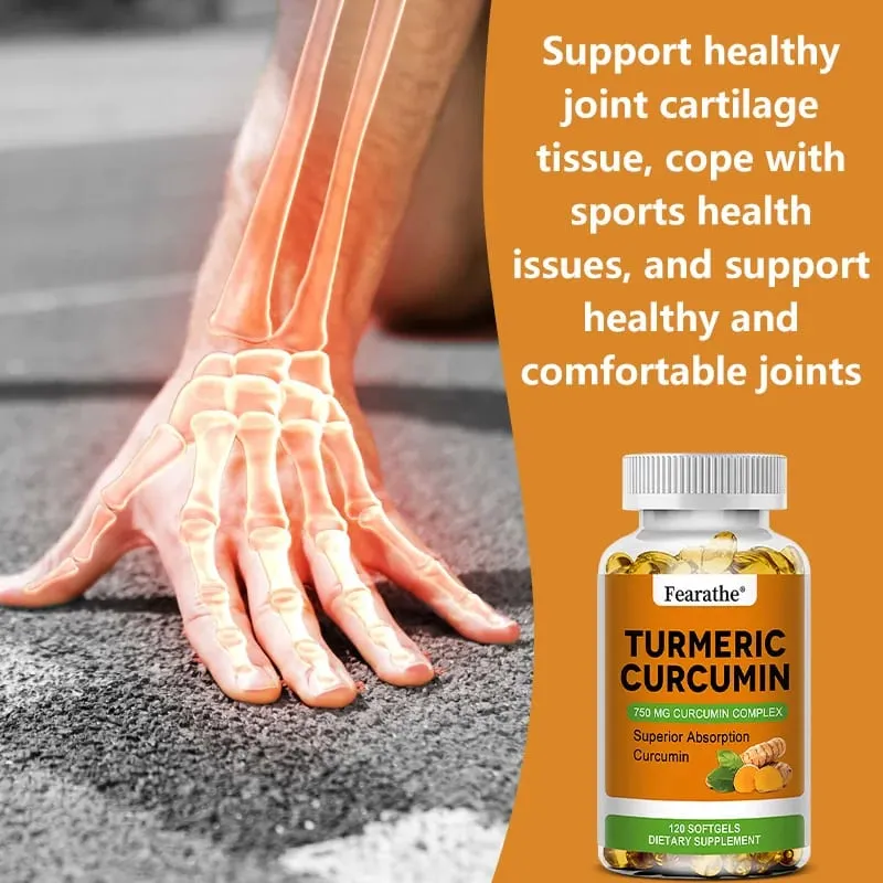 Organic Turmeric Curcumin Capsules - 750 Mg Highest Potency Curcumin Complex for Cardiovascular Bone Muscle Brain Health