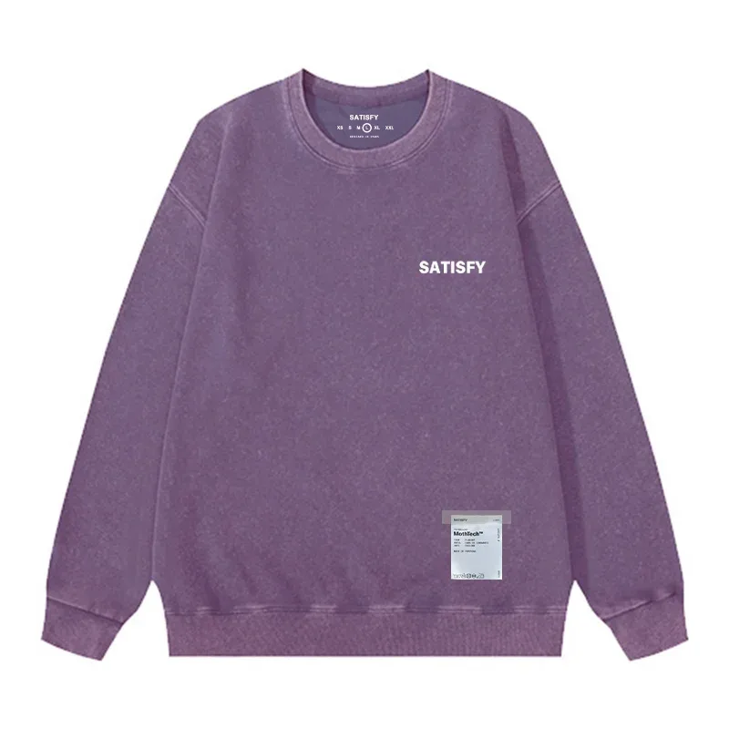 Satisfy SoftCell Men's Round-Neck Sweatshirt Running Distress Member Print Vintage Style Long Sleeve Cotton Sweatshirt with Po — image 25
