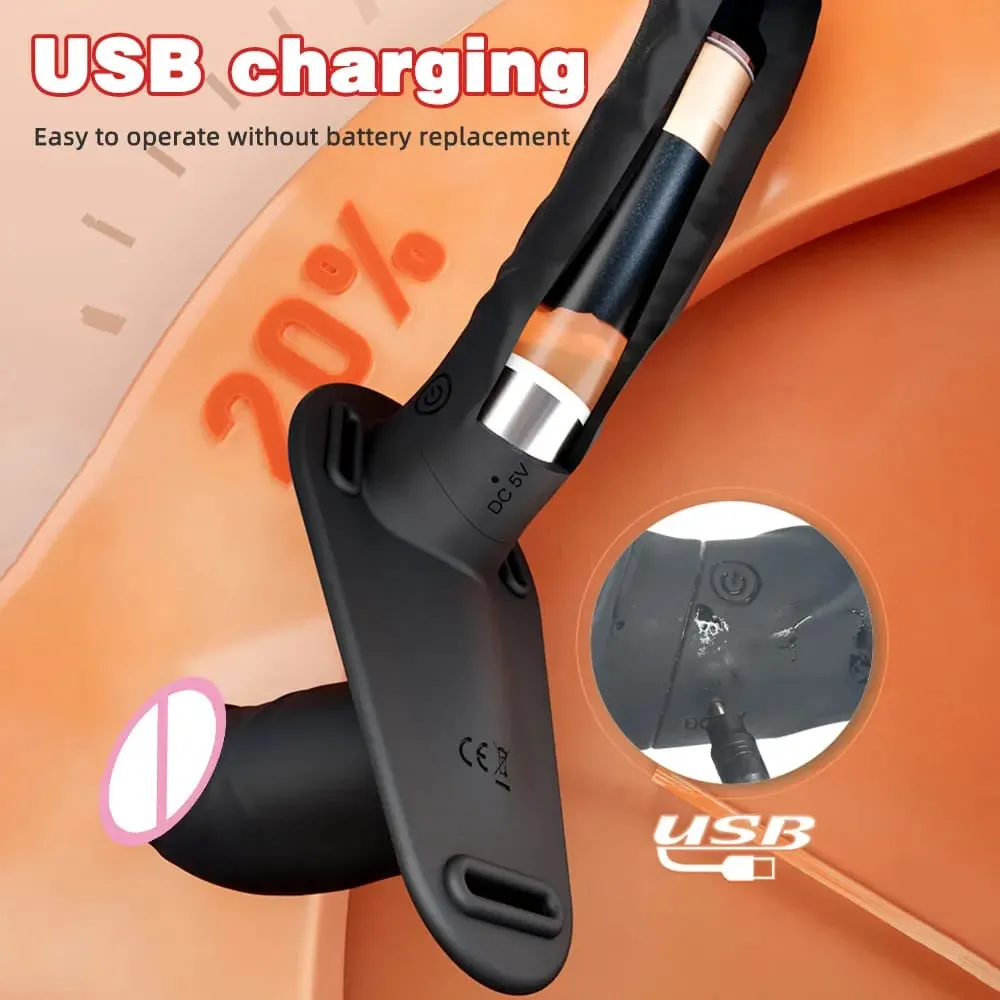 Double Head Artificial Penis Wearable Electric Strapon Vibrator For Lesbian Vibrating Sex Toys Strap On Belt Dildos For Girl — image 4