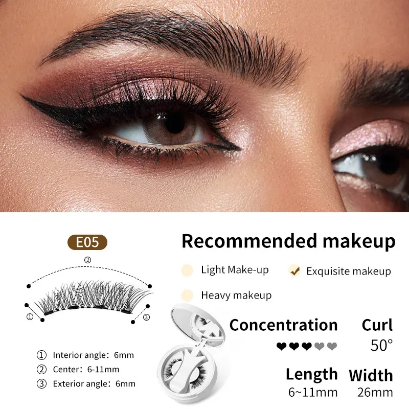 Brown Lashes 3Magnetic eyelashes integrated storage box 3D false eyelash with applicater natural thick glue-free eye lashes drop — image 12