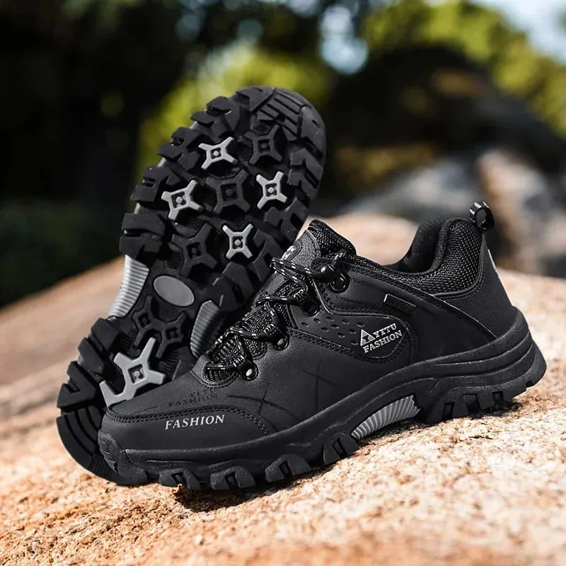 New men's sports hiking shoes 2024 men's anti slip training shoes leather outdoor men's oversized autumn hiking Jogging shoes