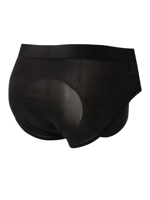 5-Pack Men's Ice Fabric Briefs with Semi-Mesh Design, Comfortable, Cool and Breathable Ideal for Daily Wear Simple Black Briefs
