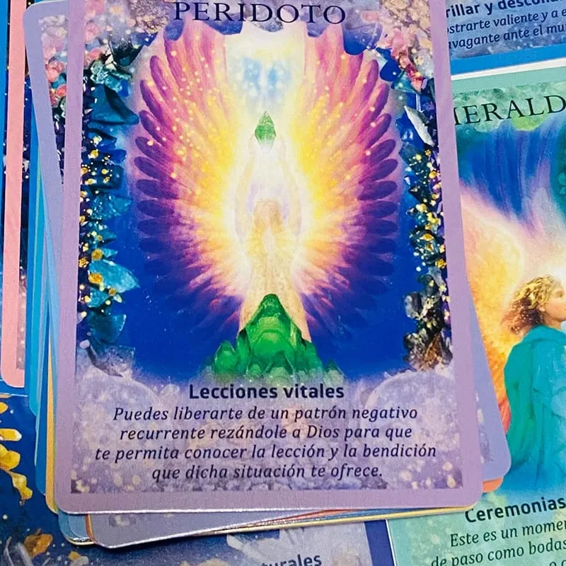 Crystals Angel Oracle Cards 44 Deck 10,4*7,4 cm Spanische Version Fate Divination Tarot Brettspiel Cristales Ángeles