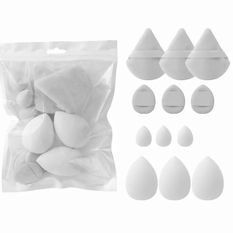 12Pcs Soft All-Purpose Makeup Sponge Set 4Types Beauty Tools Cosmetic Puff Dry Wet Dual Use Foundation Sponges Powder Puff