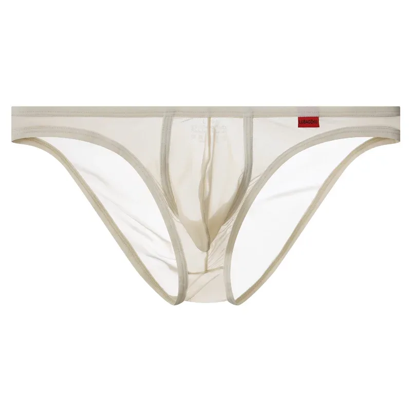 Men's Briefs Ultra-Thin Mesh Transparent Underwear Breathable Quick-Drying Low-Rise Sexy U Shaped Pouch Panties Tanga Slip