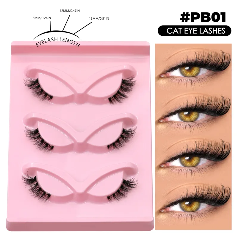 Halve vipper Cat Eye øjenvipper Naturligt udseende Piskede falske vipper Faux Mink vipper Klart bånd Naturlig falske vipper Makeup — image 9