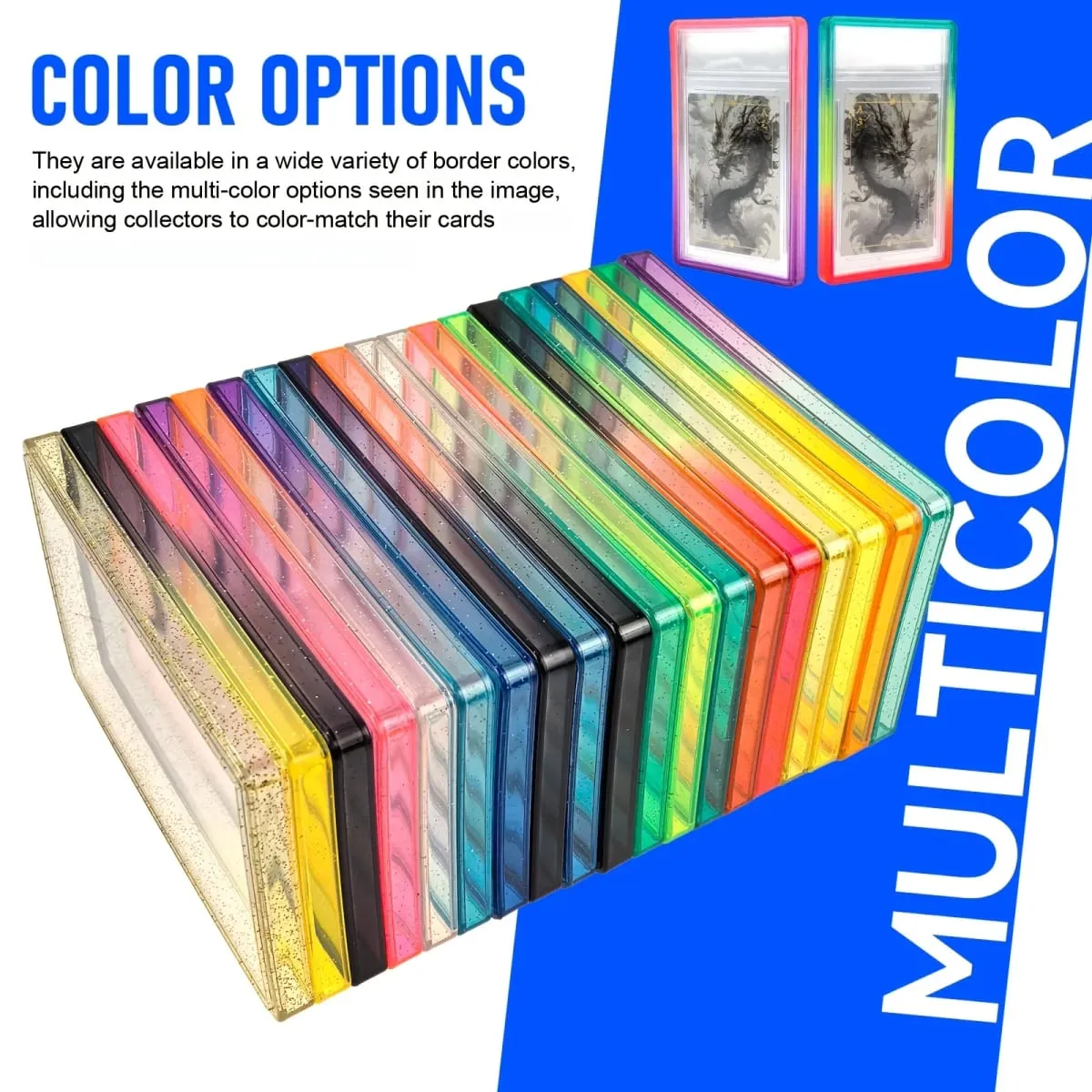Glitter TPU Slab Bumper Guard Case Holder Protective Skin Display Sleeves with Clear Back for PSA 35PT Graded Trading Card