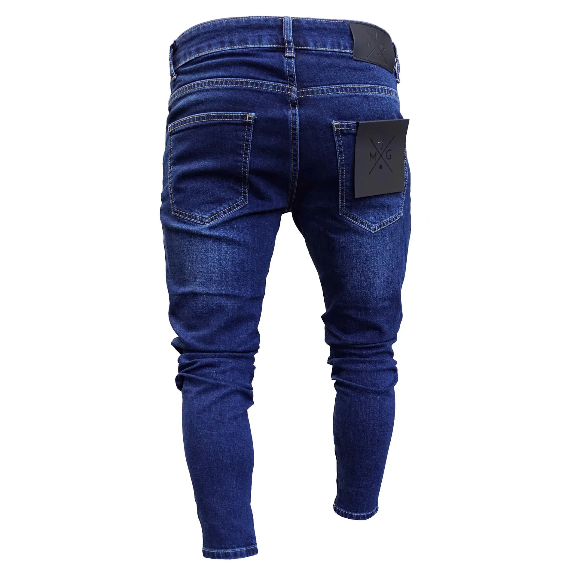 Men Denim Jeans Pencil Pant Vintage Slim Fit High Waist Frayed Hole Wash Trousers Y2k Streetwear Splice Work Casual 2026 Spring — image 3