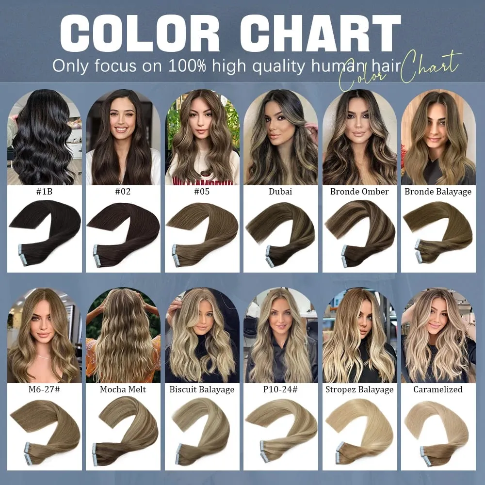 Remy Straight Tape in Human Hair Extensions 20Pcs Omber Blonde Tape in Extensions Skin Weft Natural Hair14-24inch Invisible