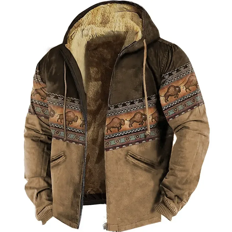 Men's Zipper Hoodies CowBoy Printing Winter For Men/Women Long Sleeve Jacket Sweatshirt Outerwear Clothing