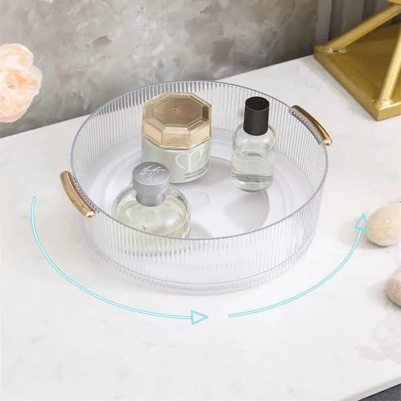 360° Rotating Transparent Acrylic Makeup Organizer Cosmetic Tools Storage Box Makeup Brushes Organizer Storage Baskets Organizer — image 3