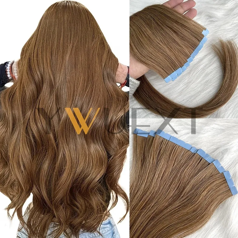 Mini Tape In Human Hair Extensions 12"-20" Machine Remy Skin Weft Adhesive Tape Hair Natural Black Brown Blonde Tape Ons 10pcs