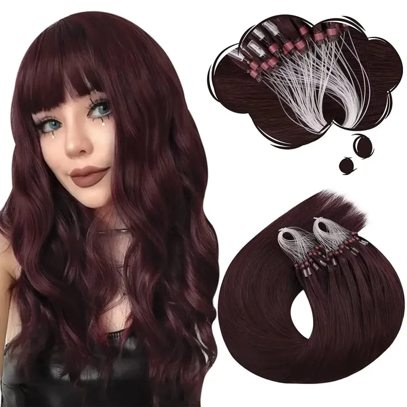Moresoo Micro Link Hair Extensions Human Hair Micro Loop Hair Cold Fusion 50G Invisible Brazilian PreBonded Remy Micro Ring Hair