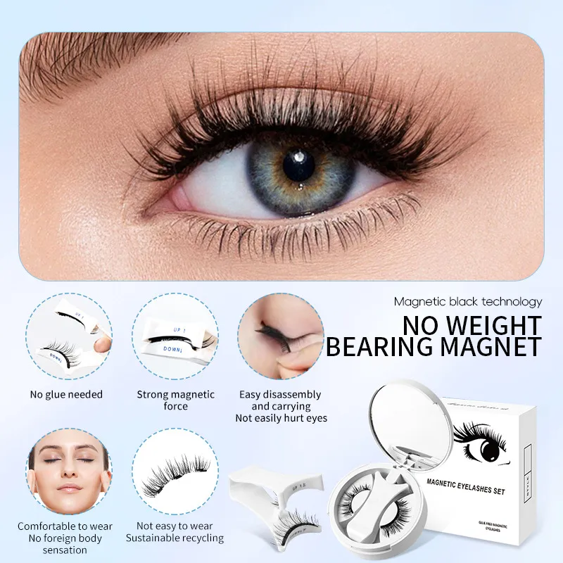 Brown Magnetic False Eyelashes Natural Soft Light Weight Eye Makeup Set With Applicater One-Piece Box Easy To Carry Eyelash Tool — image 4
