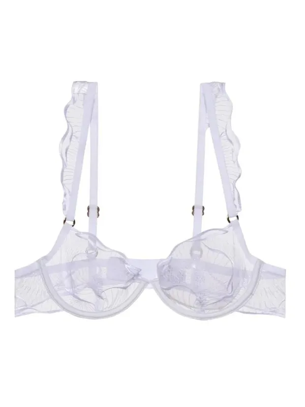 ​​Summer French Lace Bra Beachwear Large Bust Minimizer Ultra Thin Sheer Anti-Sagging Light Support Ruffles Embroidery AU MOYISU