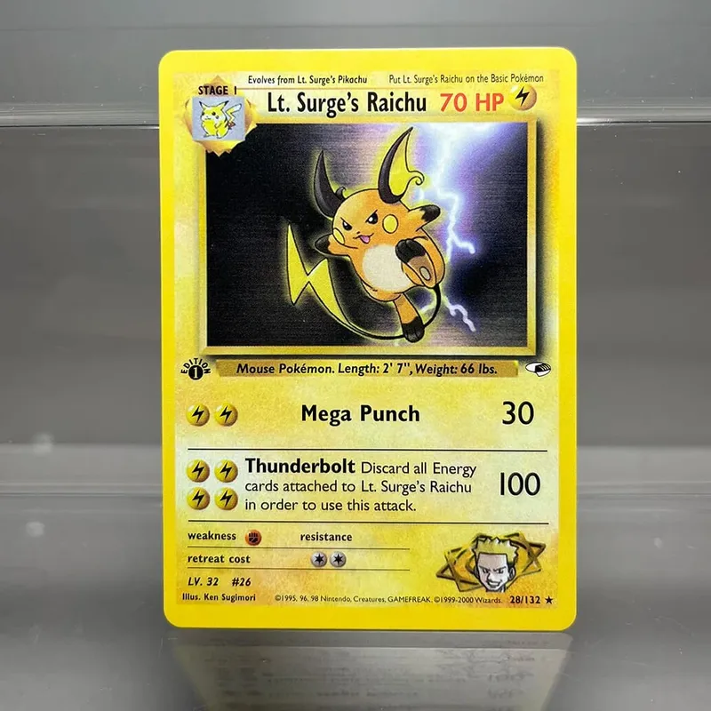 PKM Cards 1st Edition Gym Challenge 1996 Base Set Single Foil Cards Mewtwo Gengar Raichu Game Collection Cards PTCG Proxy Cards — image 5