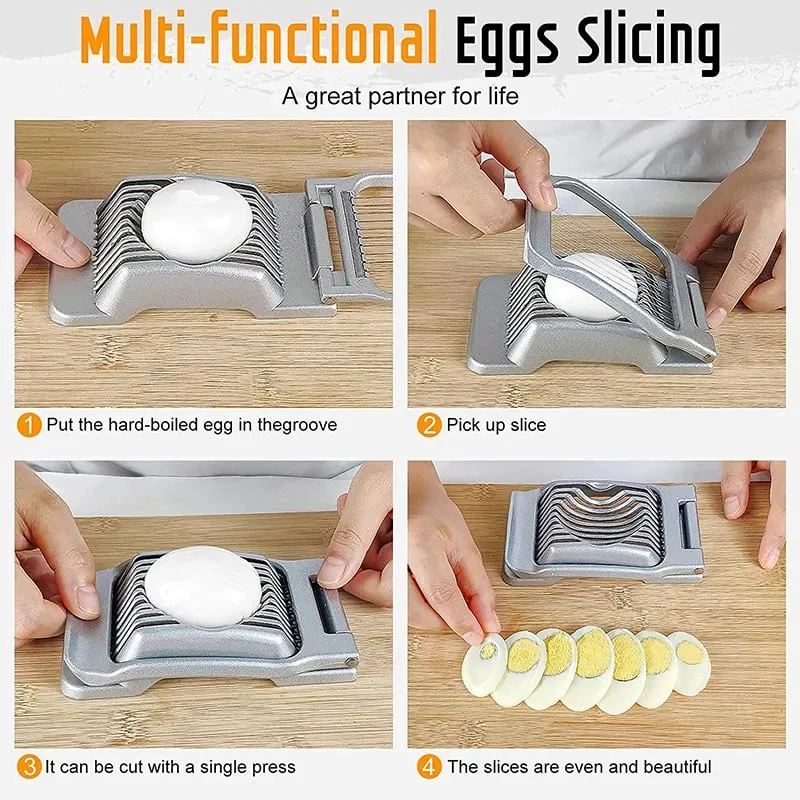 Egg Slicer for Hard Boiled Eggs Stainless Steel Wire Egg Slicer Dicer Cutter Kitchen Strawberry Mushroom Slicer JT188