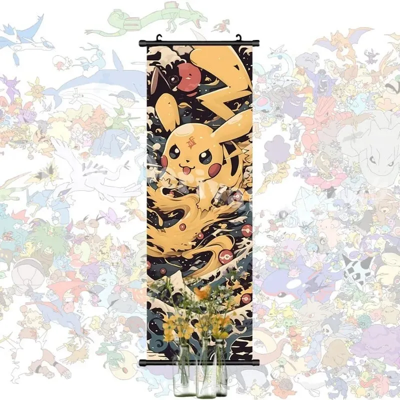 Printed Poster Anime Wall Artwork Gengar Pictures Charizard Painting Canvas Pikachu Hanging Scrolls Home Room Decor