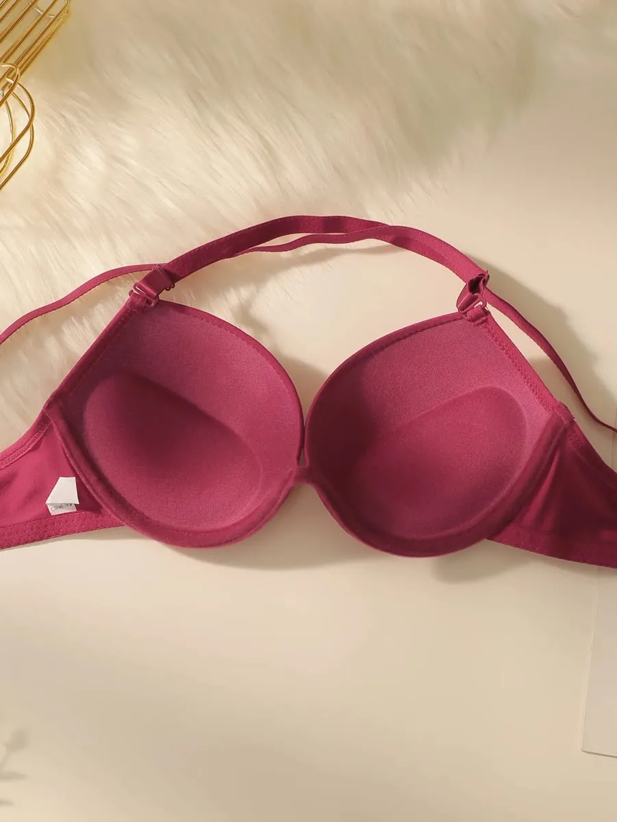 Red Push Up Bra and Panty Set with Padded Underwire set Lingerie for Women - Sexy Balcony Style Underwear Set A2122 — image 4
