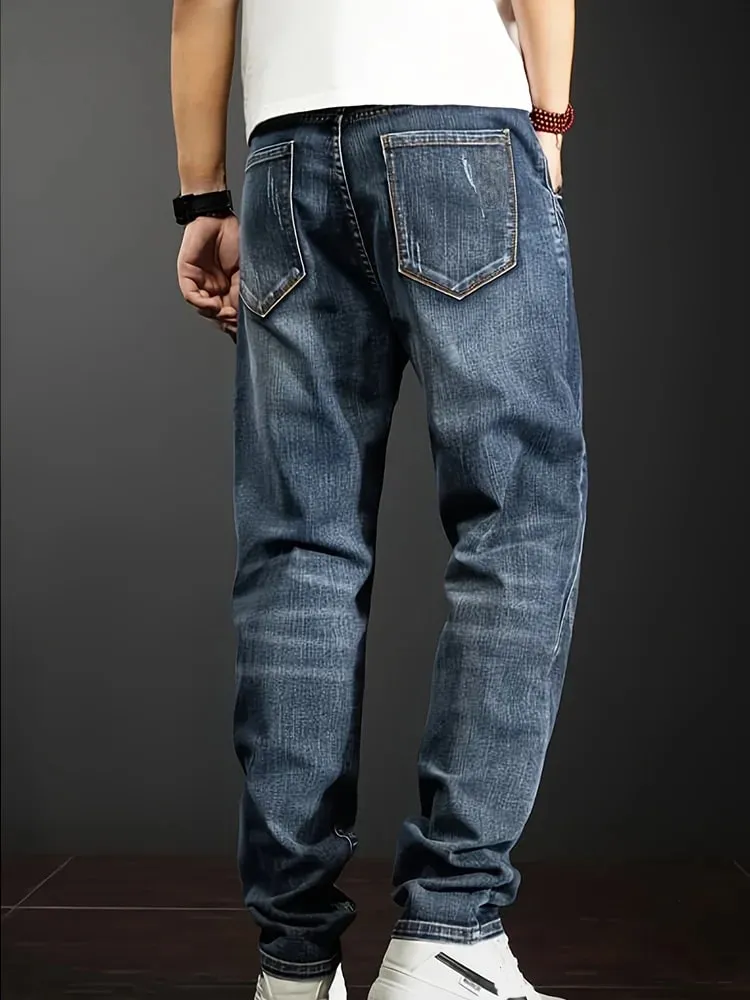 Men's New Straight Leg Stretchable Jeans Casual Pants with Personality Design Comfortable Fit Modern Style — image 9