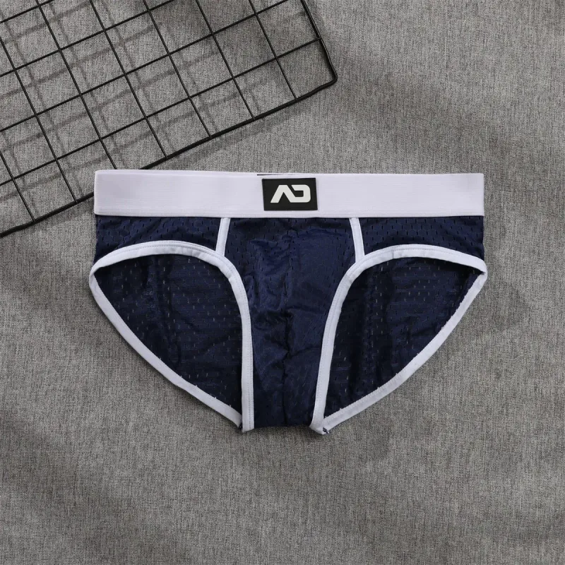 2026 solid color new men's low waist through mesh breathable briefs addicted underwear AD4-M388 — image 16