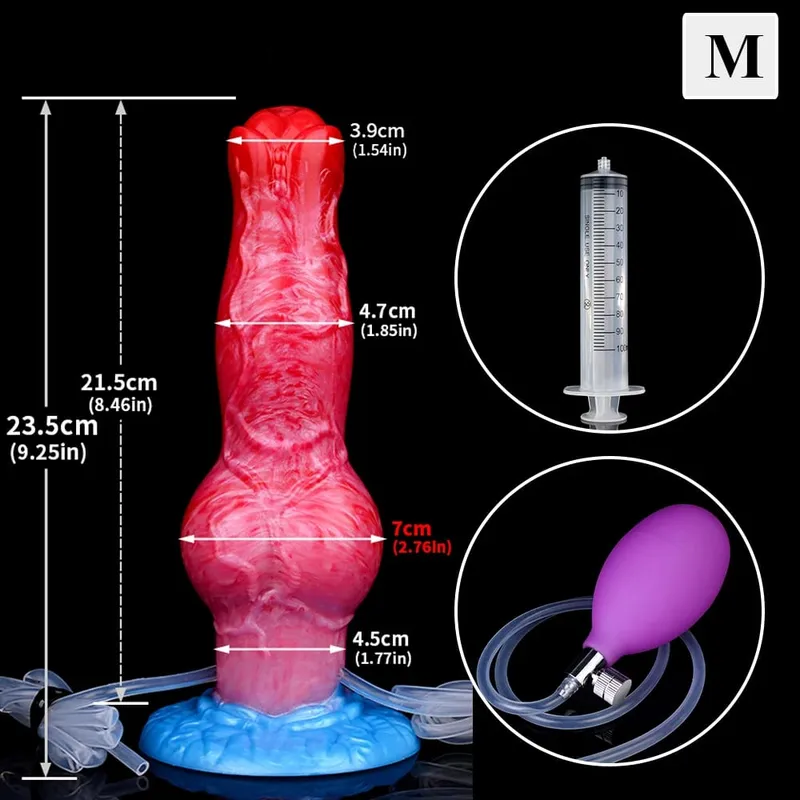Ejaculation Anal Plug Dog/Wolf Dildo Inflatable Big Knot Penis with Squirting Function Strong Sucker Sex Toy for Women Men