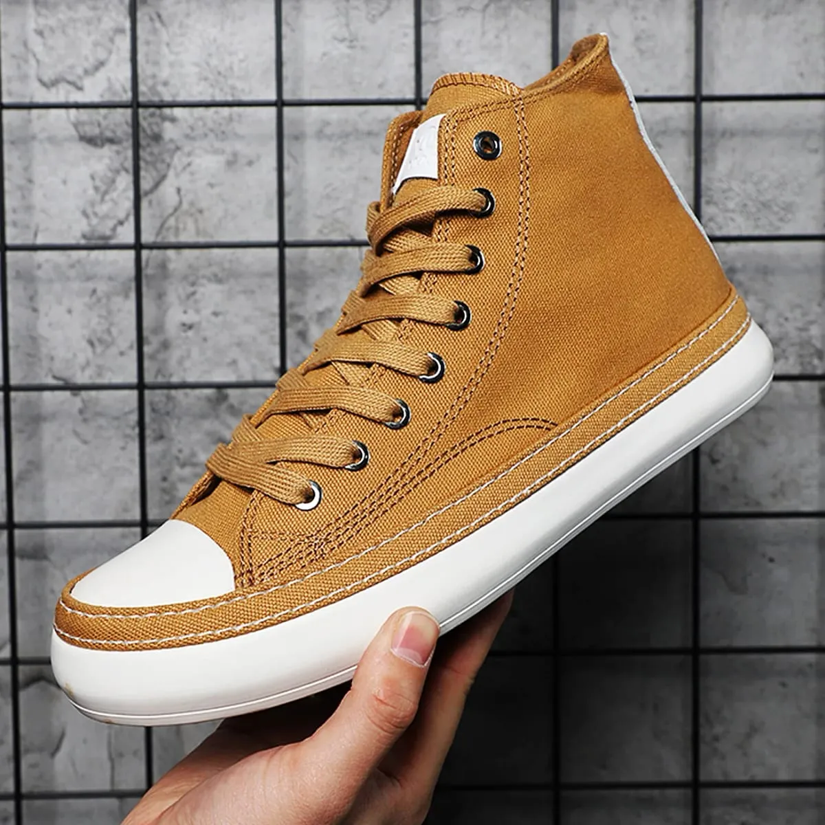 New Fashion Unisex Canvas Boots Men Sneaker Plus Size Women Vulcanized Canvas Shoes High Top Orange Casual Footwear Black 38-44