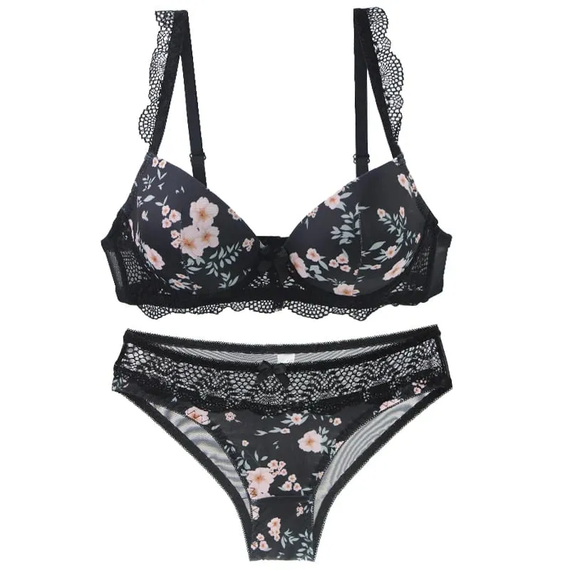 2023 novas senhoras sexy conjunto de sutiãs para grandes boops bcde copo arco floral roupa interior preto bege azul vermelho branco renda lingerie feminina