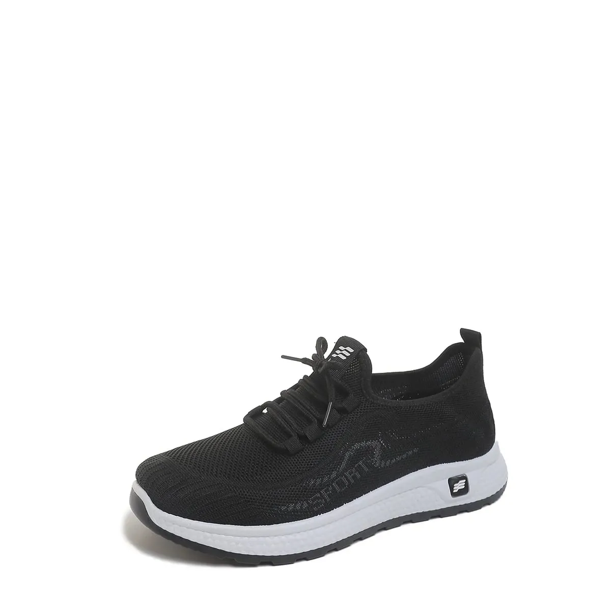 Minimal Solid Hue Mænd Mesh Snøre Fodtøj Fin Hul Perforeret Strik Øvre Bump Udskåret sort ydersål Alsidige sneakers
