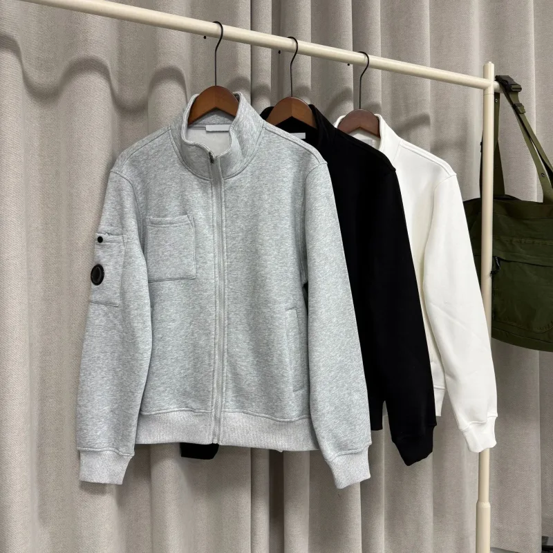 Spring New Style Casual Pure Color Stand Collar Jacket Men's Long Sleeve Zipper Closure Comfortable Cotton Sweatshirt
