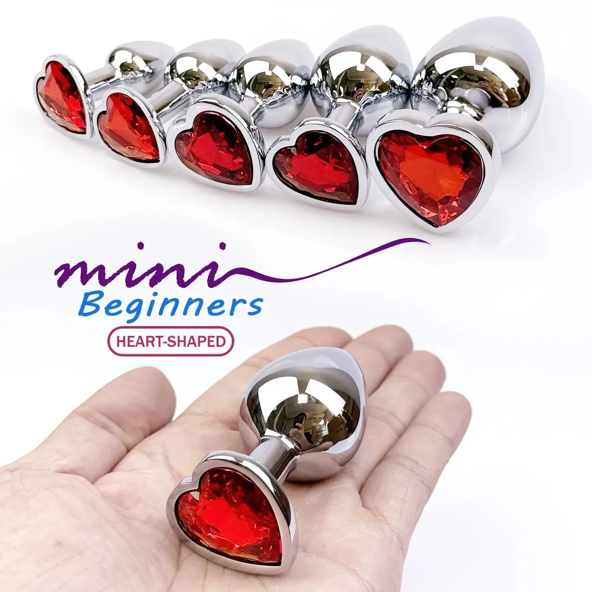 Heart-shaped metal anal plug Beginner's anal plug Anal massage dilator Adult couples sex toy Masturbation stimulation tool