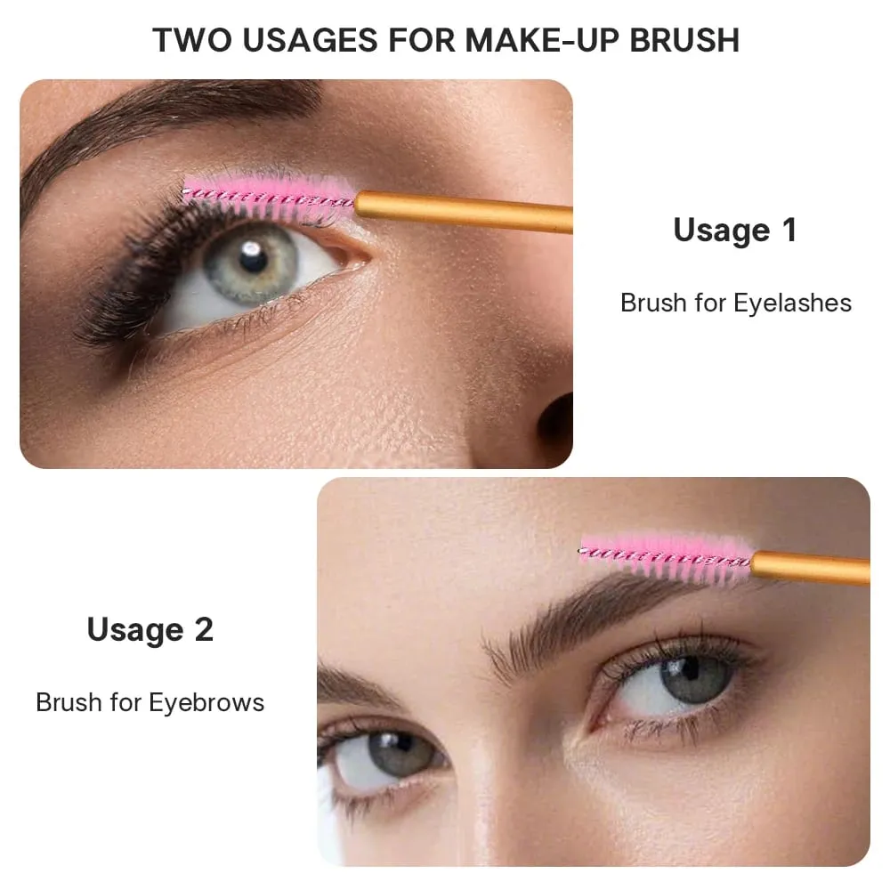 50Pcs Disposable Eyelash Makeup Brush Mascara Wands Gold Mini Eye Lash Brushes Short Eyebrow Comb Eyelashes Extension Tool — image 4