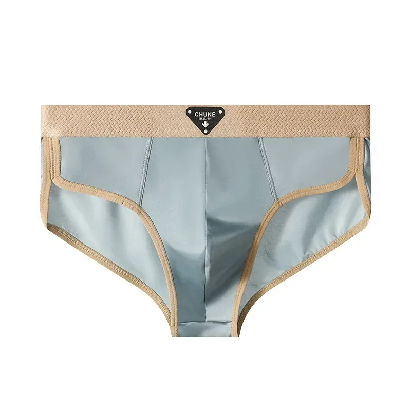 Slips en soie glacée pour hommes, sous-vêtements semblables à du Satin, sous-vêtements d'été respirants à séchage rapide, sous-vêtements Sexy avec pochette en U, 1/3 pièces