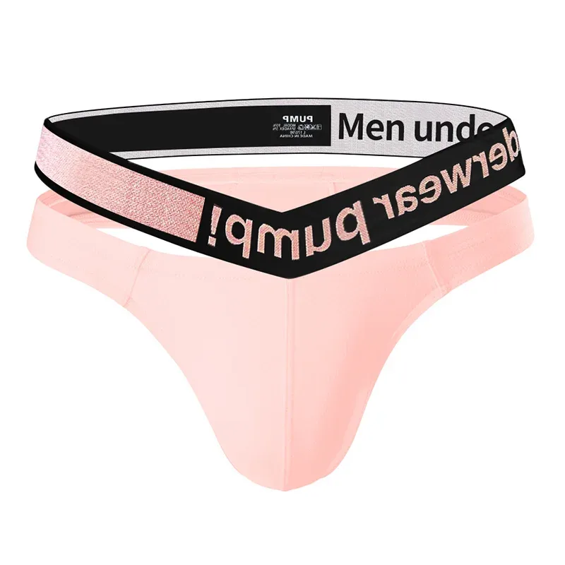 Trendy Little Triangle da uomo a vita bassa a vita bassa, vestibilità aderente, fascia elastica per sollevamento dell'anca, scollo a V sfumato rosa