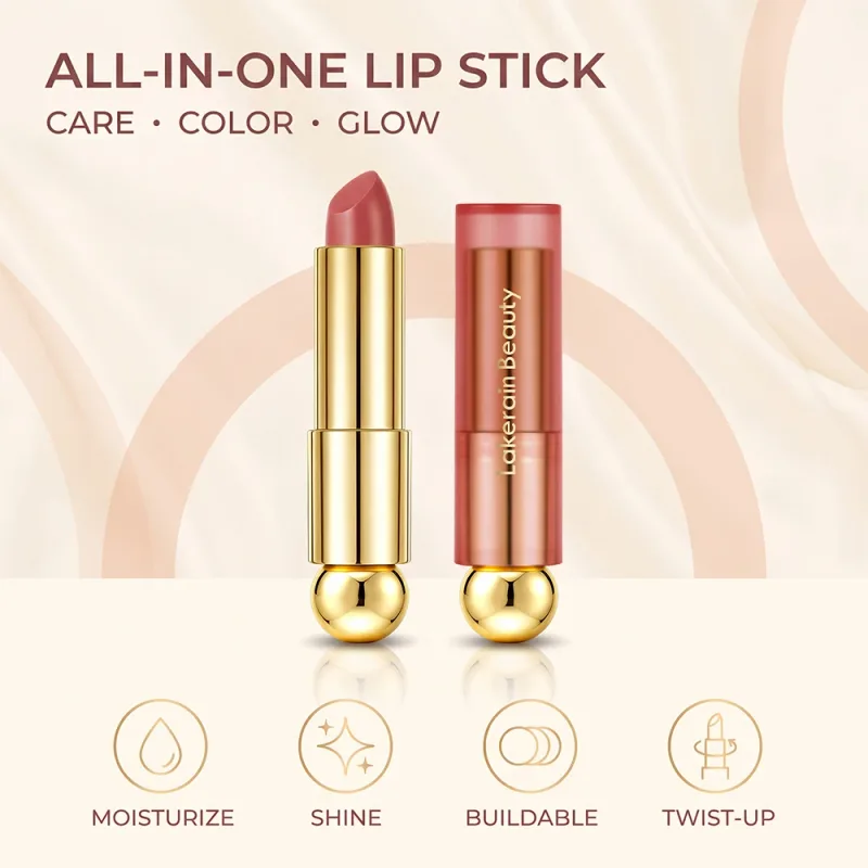 3‑in‑1 Solid Tinted Lip Oil Stick Glass Plump Glossy Finish Buildable Color Nourishing Apple Seed Oil Lip Care Makeup