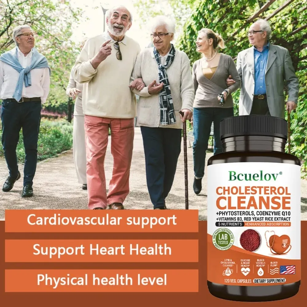 Cholesterol Cleanse Capsules with Coenzyme Q10 Red Yeast Rice Extract Antioxidants Maintain Cardiovascular Health