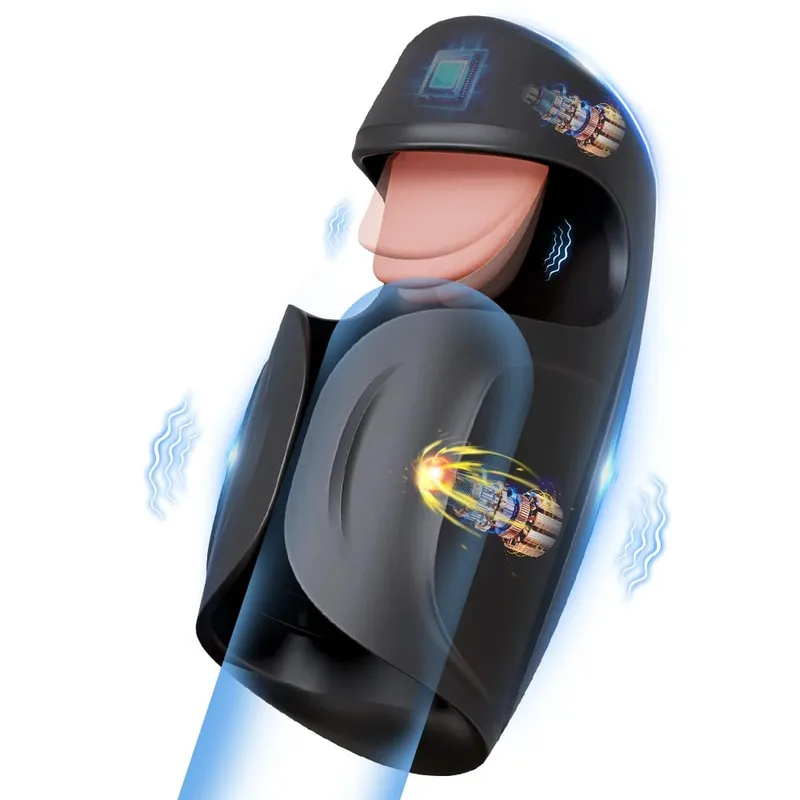 Male Masturbator Vibrator Penis Training Sex Toy For Men Tongue Licking Tapping Vibration Ejaculation Glans Training Endurance