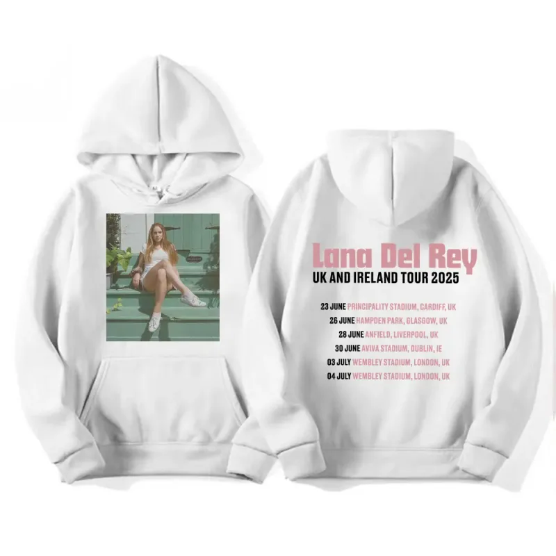 Lana Del Rey UK & Ireland Tour 2025 Grafiska Hoodies Herr Kvinnor Mode Estetisk Casual Pullovers Långärmade Huvtröjor — image 6