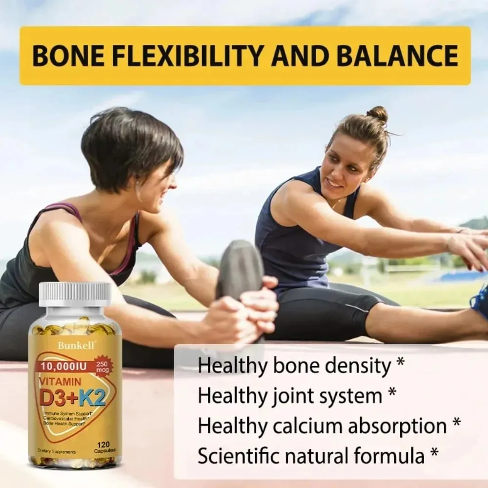 Natural Vitamin D3 K2 Softgels for Heart Joint and Bone Health D3 K2 Multivitamin Supplement