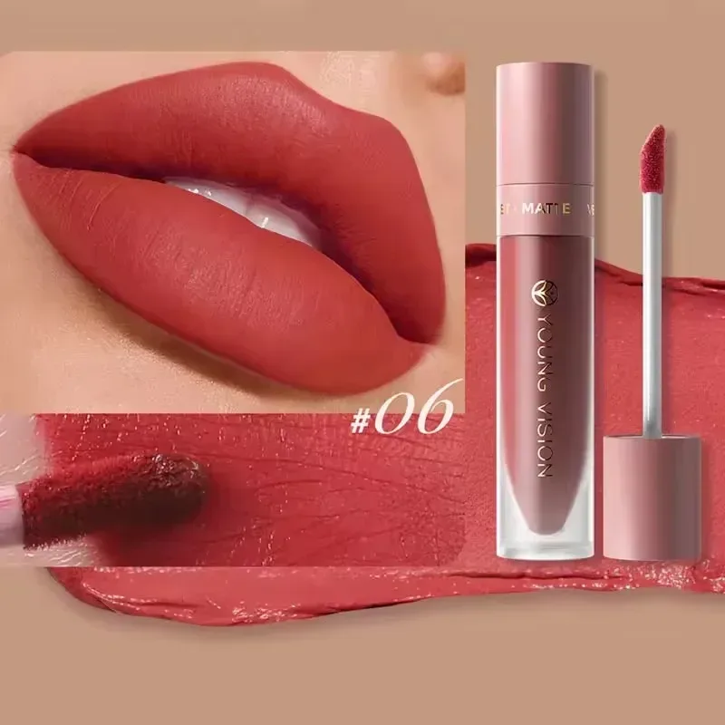 8-Color Lip Matte Smooth Easy-to-Apply Square Gloss Tube Velvet Waterproof Three-Dimensional Sexy Plumping Lipstick Makeup