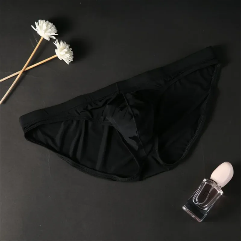 Plus Size M-4XL Man Ice Silk U Pouch Briefs Low Waist Translucent Nylon Underwear One-piece Sexy Ultra-thin Male Underpants — image 10