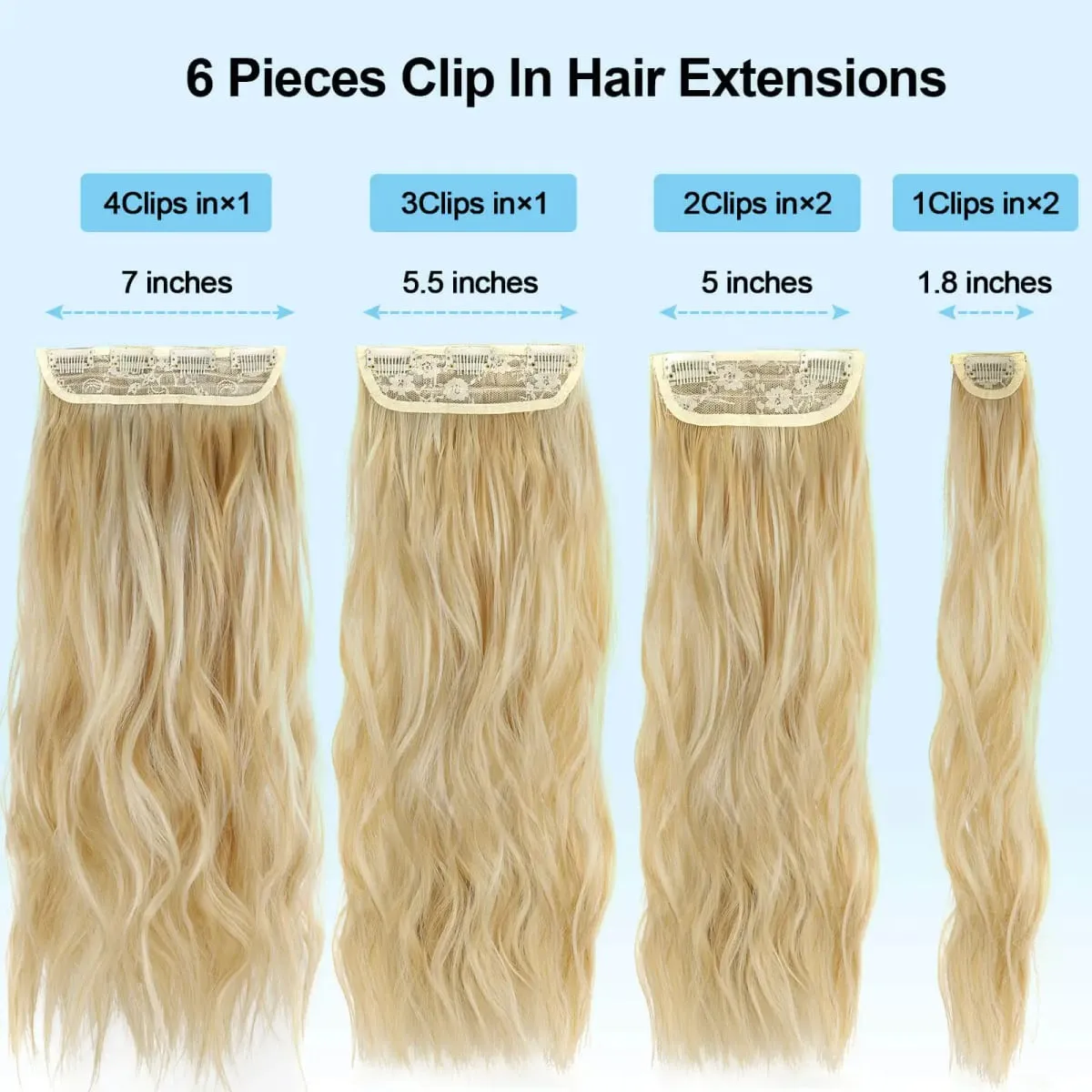 Synthetic Long Wavy Clip In Hair Extensions 20" Thick Hairpiece 6pcs/set For Women Brown Blonde Black Natural Fake Fiber Hair