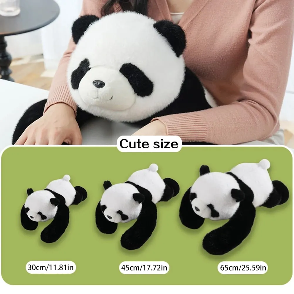 Panda Plush Pillow Cushion Cute Lying Down Animal Back Support Pillow Toy Ultra-Soft Comforting Hug Companion Pillow