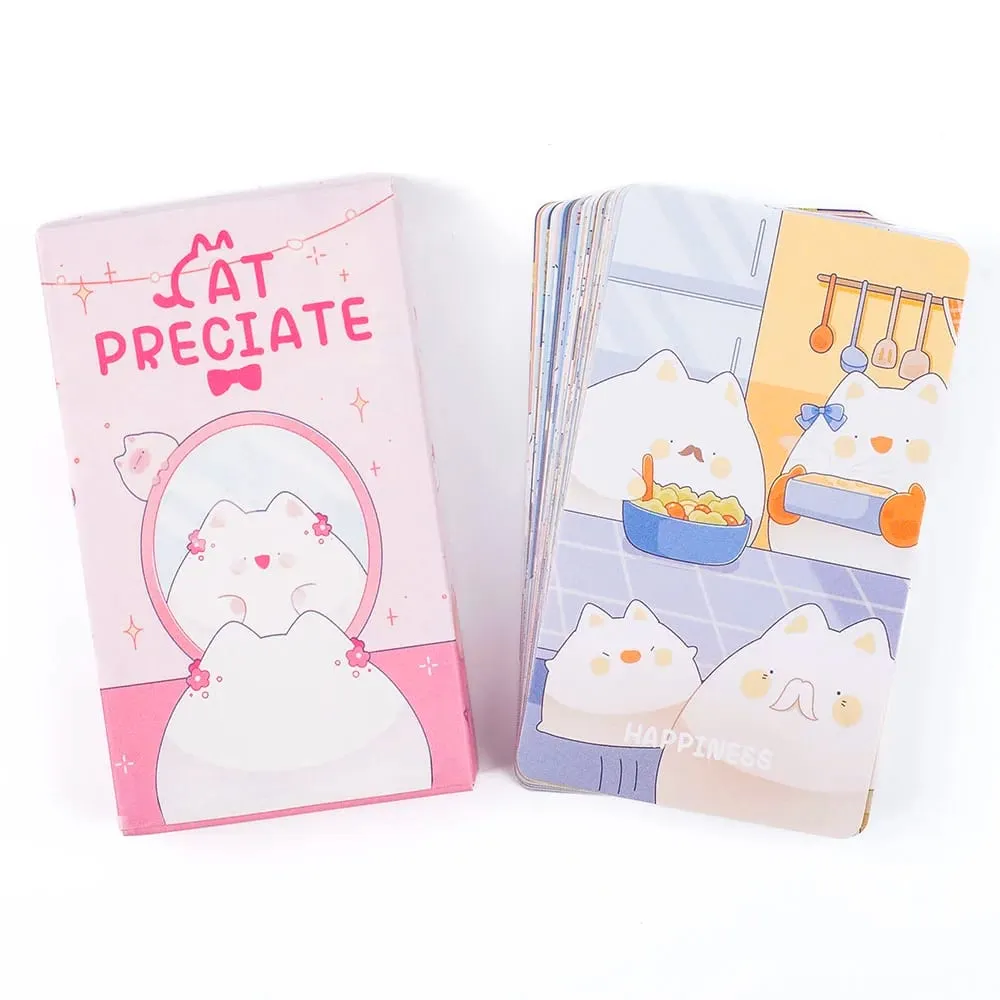 New Style Cat Preciate Tarot 48 Card Deck Divination Fate Tarot Oracle Cards Party Entertainment Board Playing Game 10.4 x 6.1cm