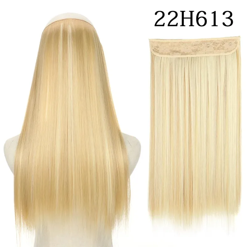 Synthetic Long Straight No Clip Invisible Line Hair Extensions 40 55 80cm Natural Brown Blonde Fake Hairpiece For Women