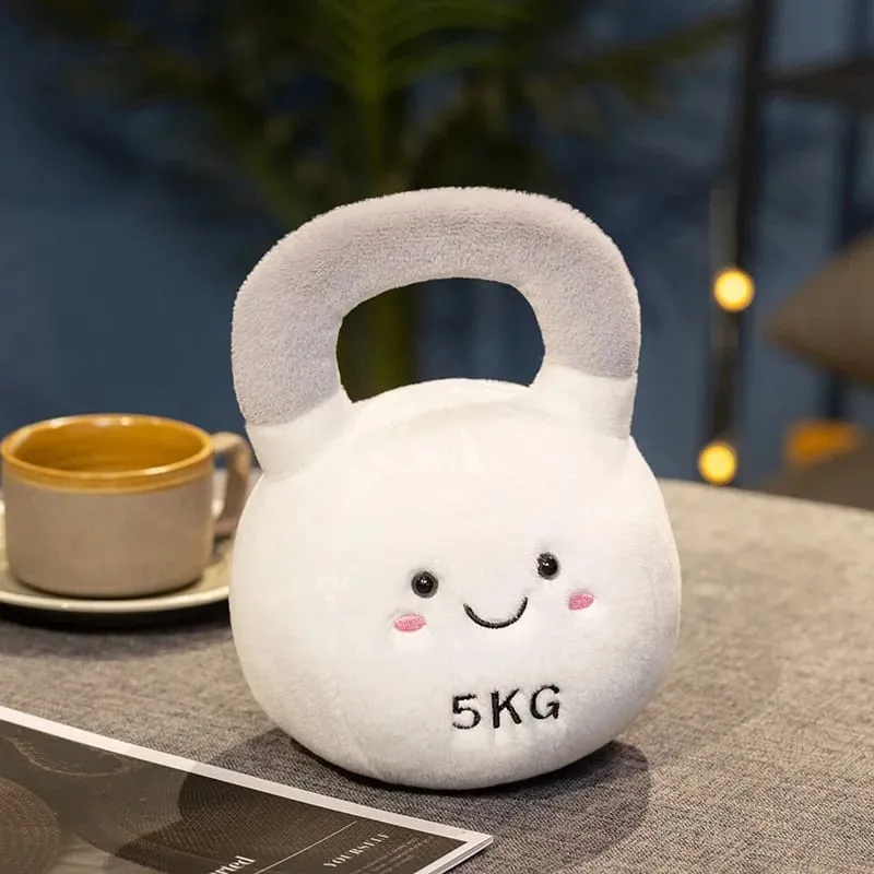 20/23cm Cute Kettle-bell Dumbbell Plush Pillow Stuffed Smiling Face Fitness Sports Equipment Plushie Home Decor Men Gift