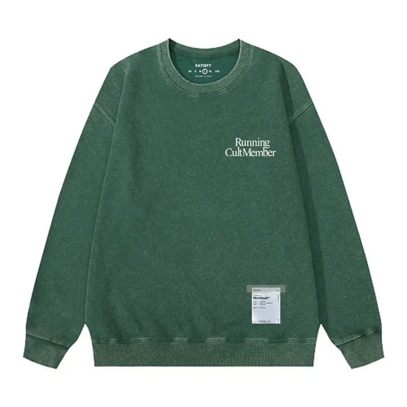 Satisfy SoftCell Men's Round-Neck Sweatshirt Running Distress Member Print Vintage Style Long Sleeve Cotton Sweatshirt with Po — image 24